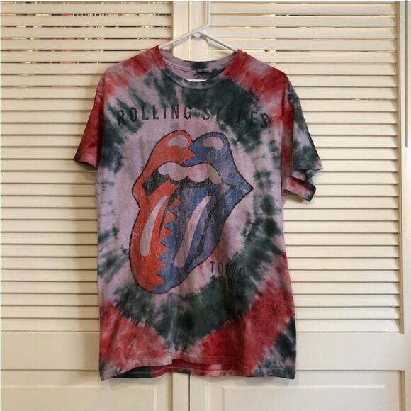 Vintage Rolling Stones Tokyo 1990 Tie Dye Graphic T-Shirt - Picture 2 of 6